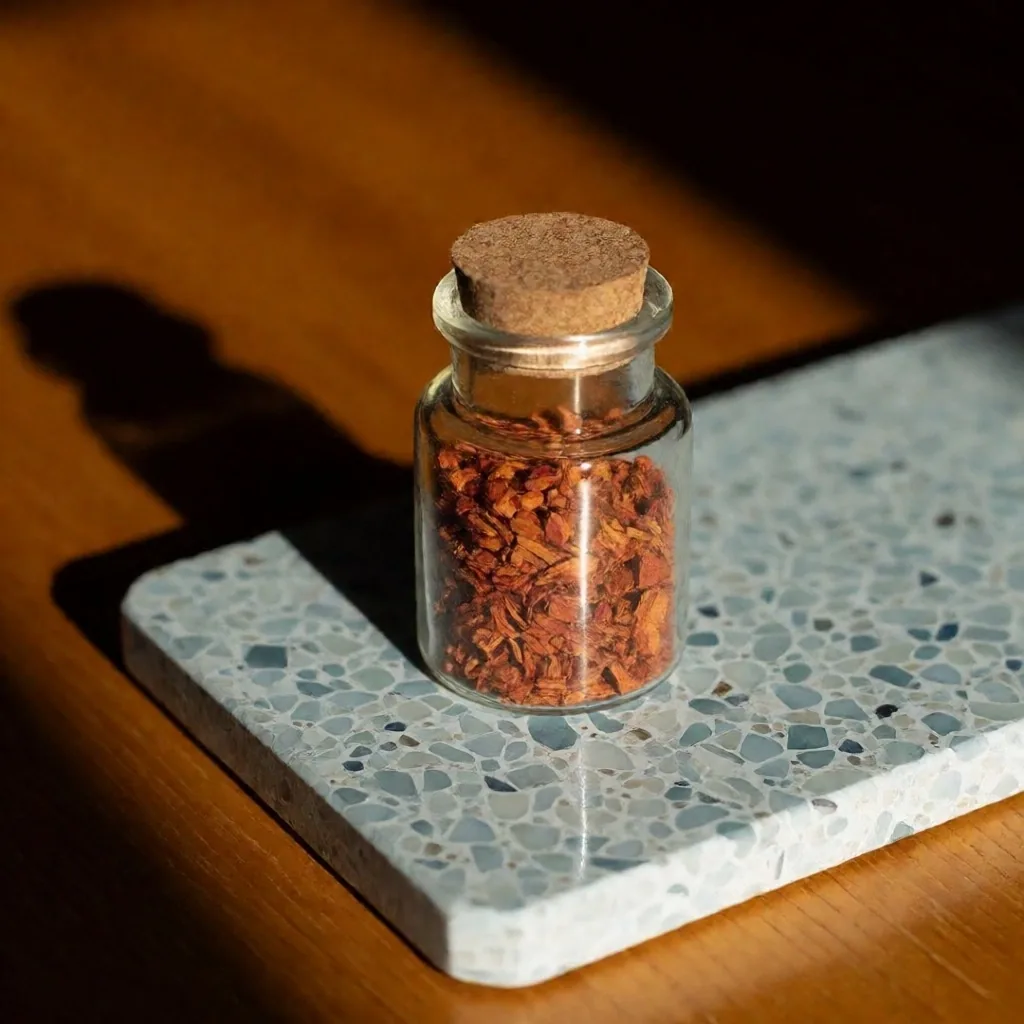 Dried Rhodiola Rosea root in a glass jar